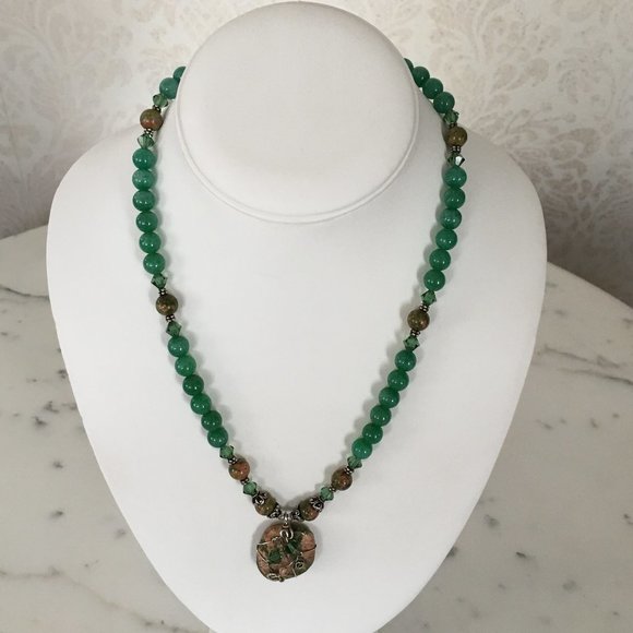 Vintage Agate Semi-Precious Pendant Necklace MINT - Picture 8 of 9